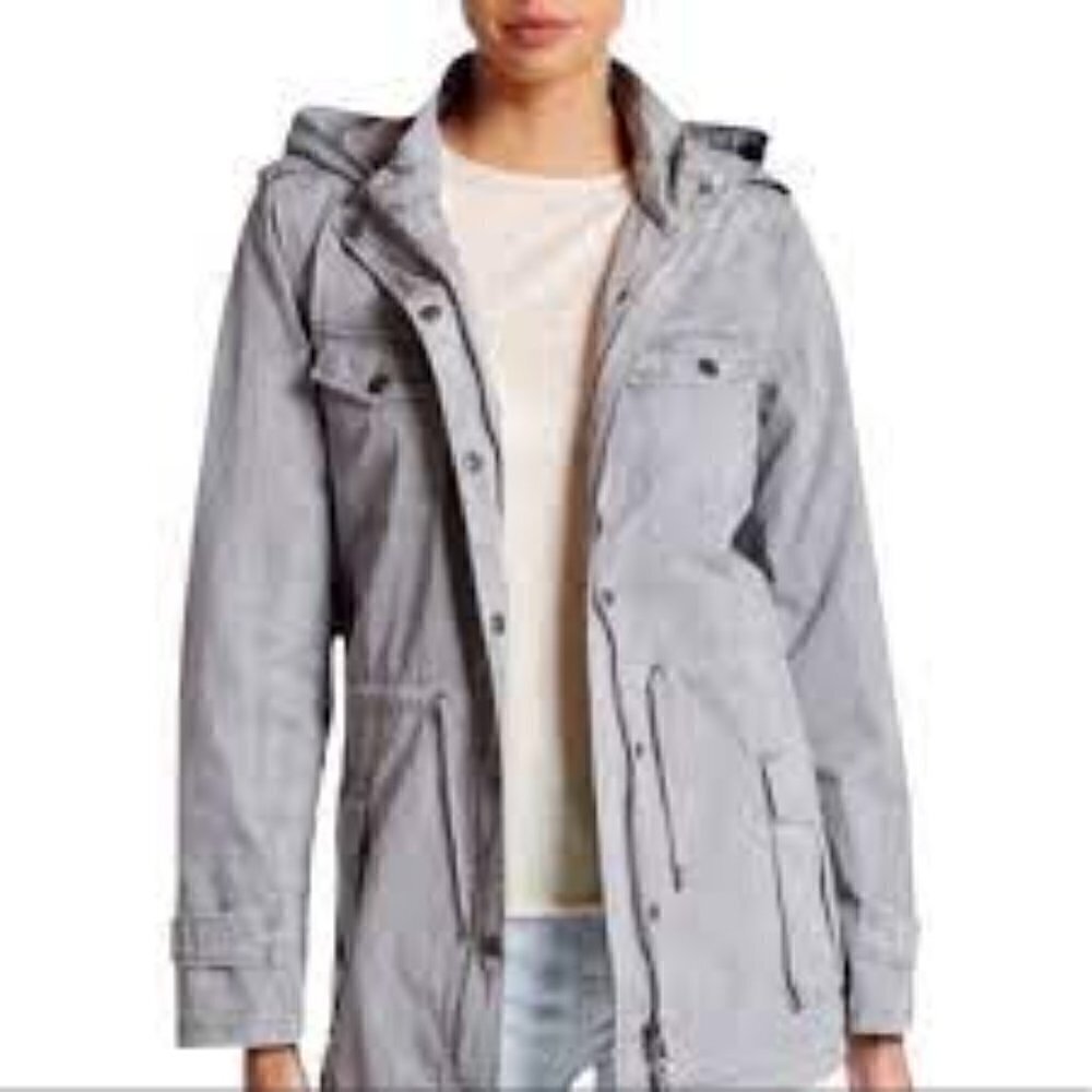 BLANC NOIR Canvas Field Utility Jacket Women's size M Gray & Brass MINT